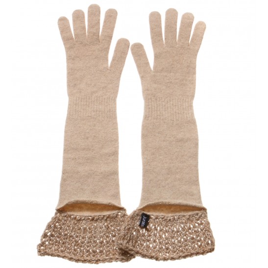 Camel Long gloves with Cashmere decoration packaged in Signature box